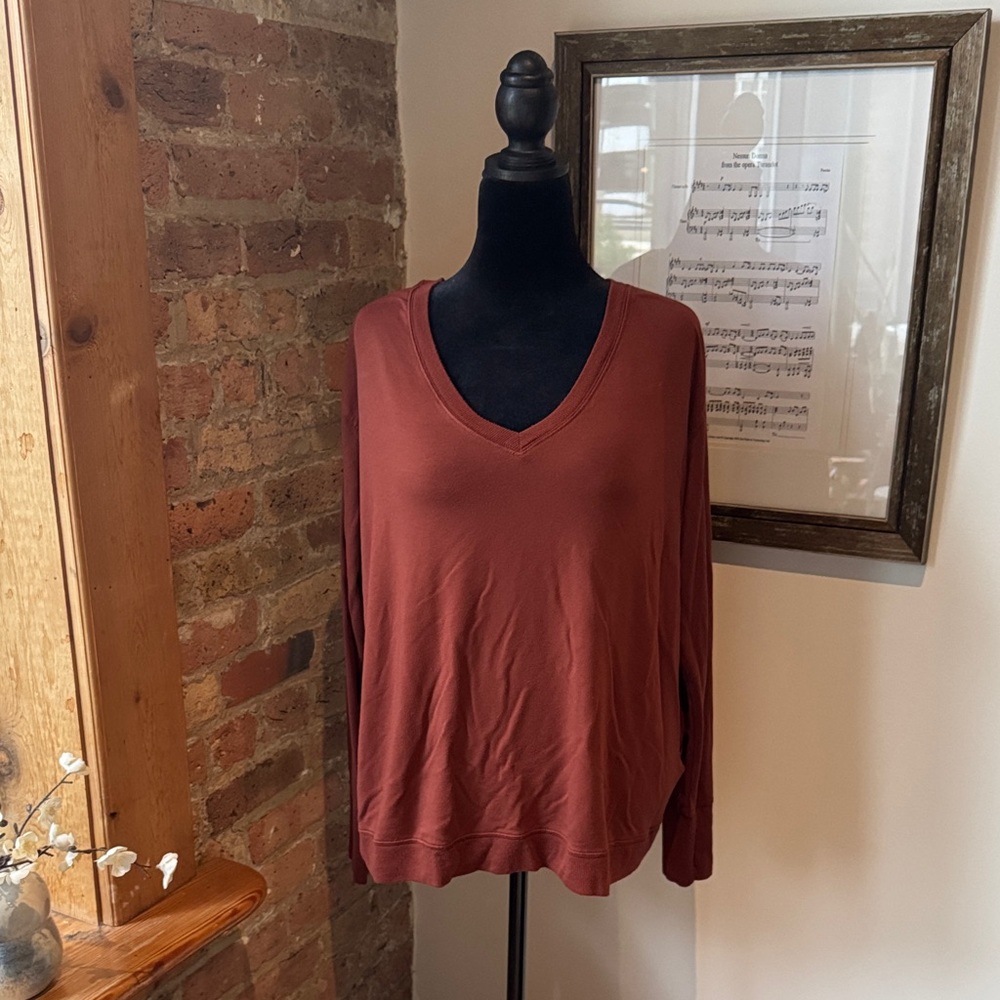 Athleta Long Sleeve V-Neck Top - Rust